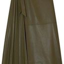 Simkhai Mar Faux Leather Pleated Side Tie Wrap Skirt in Nori Size 2 Photo 0