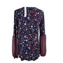 August Silk Women's Blouse MEDIUM Multicolor Floral Pattern Front Ruffles Photo 4