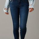 American Eagle V Cut High Waist Jeans Sz 6 Long Blue Denim Skinny Next Level Stretch Photo 3