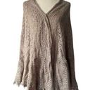 Vintage Lightweight Crochet Sweater Shawl Pointelle Knit Tan Brown Boho Festival Size undefined Photo 0