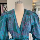 Alexis Sakura Blue Green Tropical Pleated Puff Sleeve Mini Dress sz XS $495 Photo 10