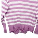 ee:some  Women's Pink purple White Stripe Distressed Sweater small NWOT Photo 1