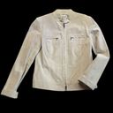 Alfani  Cream Color Leather Zip Up Jacket with Pockets Photo 3