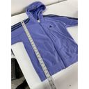 Adidas  Jacket Women Medium Purple Fleece Black Stripe Zip Hooded Cotton Poly Photo 4