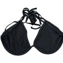 SheIn  Swim Black Halter Bikini Set Size L Adjustable Tie Ruched Texture Photo 2