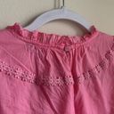 J.Crew  Daisy-Chain Lace Cotton Peplum Top (Sz M) Pink Eyelet Floral Appliqué Photo 8