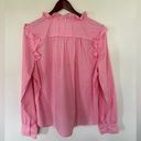 Tommy Hilfiger  Pink White Ruffle Gingham Button Up Blouse Women’s Size XL Plaid Photo 4