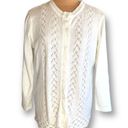 Only Vintage  Necessities Cardigan Sweater Off White Round Neck Crocheted Knit Photo 9