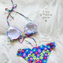 Blackbough NWT  Swim Retro Floral Triangle Bikini Set - Blue/Pink - L/L Photo 6