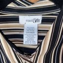 East 5th East Fifth Black Brown Tan Striped Button Down Shirt Women's Size Large Petite Photo 8