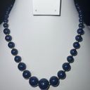 Vintage Blue  Glass Bead with Gold Tone Chain Necklace Photo 10