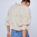 ZARA  NWOT Ruffled Floral Gem Button Down Knit Cardigan Sweater in Ivory Cream Photo 11
