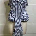 L'Academie L’academie Revolve Blue White Stripe Button Down Tank Tie Front Size Small Photo 0