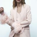 ZARA STRAIGHT BLAZER WITH FEATHERS JACKET BEIGE PINK. Size medium Photo 4