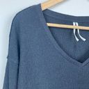 Anthropologie By  Top XS Black Long Sleeve V-Neck Crinkle Stretch Drop‎ Shoulder Photo 2