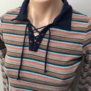 Energie  Vintage Stripe Ribbed Crop Top Collar L Photo 1