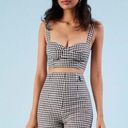 Reformation  Convertible Straps Linen Checked Plaid Bustier Crop Top Black Size 8 Photo 0