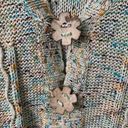 BCBGMAXAZRIA Colorful Whimsical Cardigan Sweater with Wood Flower Buttons Medium Photo 4