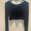 Free People Movement V-neck Crop Top Thumbhole Tee T-Shirt Athletic Top Black XS Photo 2