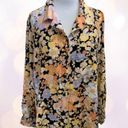 Rachel Zoe  long sleeve colorful oversized floral collared blouse NEW large Photo 5