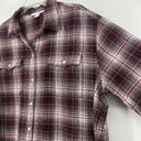 Old Navy  Flannel Boyfriend Shirt Maroon Plaid Oversized Button Up Size XL Tall Photo 2