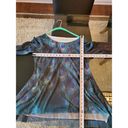 indigo. Soul Women's Multicolor Peacock Round Neck Long Sleeve Top Blouse Small Photo 6