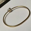 Monet  Gold Tone Skinny Bangle Bracelet 7 3/4 Inch Silver Tone Rhinestone Heart Photo 6