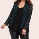 Torrid NWT  2 Green Lace Hi Lo Blazer Jacket Sheer Sleeve Open Front Womens 2XL Photo 1