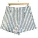 frame denim FRAME Linen Blend Striped High Rise Shorts Size 8 Photo 3