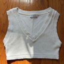 Bershka  White Ribbed Knit V Neck Vest Crop Top Photo 0