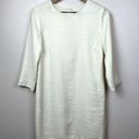 Vince  Snakeskin Jacquard Shift Dress Size 4 Ivory‎ 3/4 Sleeve Pockets Lined Photo 4