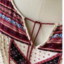 Cloud Chaser  Boho Red & Cream Paisley Tie Front Bohemian Blouse ~ Women's XL Photo 4