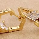 Do Everything In Love NWT 14K gold plated diamond shaped pave’ CZ earring Photo 1