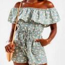 Francescas belle tweed Adeline Off Shoulder Sage Floral Romper Size XL Green Photo 1