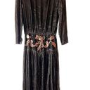 Donna Morgan Vintage Dark Brown  Velvet Drop Waisted Dress Photo 0