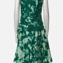 Oscar de la Renta  Silk White Green Abstract Fit Flare Dress SZ 8 Photo 2