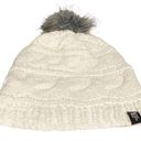 The North Face  Womans White Cable Thick Knit Pom Pom Beanie Hat Photo 1