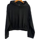 ZARA  Cropped Hoodie Long Sleeve Soft Sweatshirt Elastic Waist L Black #2250 Photo 0