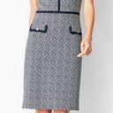 Talbots  Textured Stripe Ponte Sheath Dress Navy Blue S Photo 0