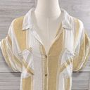 Thread and Supply  Linen Blend Button Down Shirt Tan/White-Large Photo 1