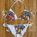 Ed Hardy Vintage Y2K Rare White Blue Dragon String Triangle Edgy Bikini Set Photo 0