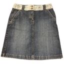 Talbots  Denim Stretch Skirt with Floral Detail Waist Size 4P Photo 0