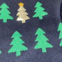 Holiday Time  navy knit sweater size XLarge Christmas tree print Photo 4