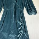 Wilfred Aritzia  Lyric Women's Dress Sz 0 Green Velvet Silk Blend Mini Faux Wrap Photo 4