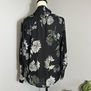 Who What Wear  women's black green floral print tie neck long sleeve blouse Photo 1