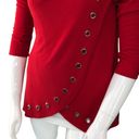 Multiples  Womens Size L Red Cowl Neck Sweater Grommet Wrap Detail 3/4 Sleeve Photo 2