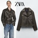 ZARA jacket bikerdistressed oversize casual faux leather Photo 6