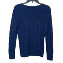 Brooks Brothers  Women's Sweater Cashmere Cable Knit Long Sleeve V-Neck Blue XL Photo 10