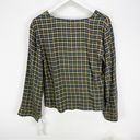 Treasure & Bond  Deep V-neck Blouse Plaid Yellow Navy Size Small S NWT Photo 6