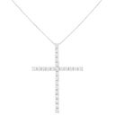 Brilliance Haus of  .925 Silver 3 Cttw Diamond 1-1/2" Cross Pendant Necklace 18" Photo 2